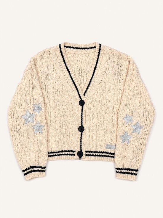 Taylor Swift Sweaters - Folklore Cardigan Taylor Swift Inspired Star Patch Cable Knit S